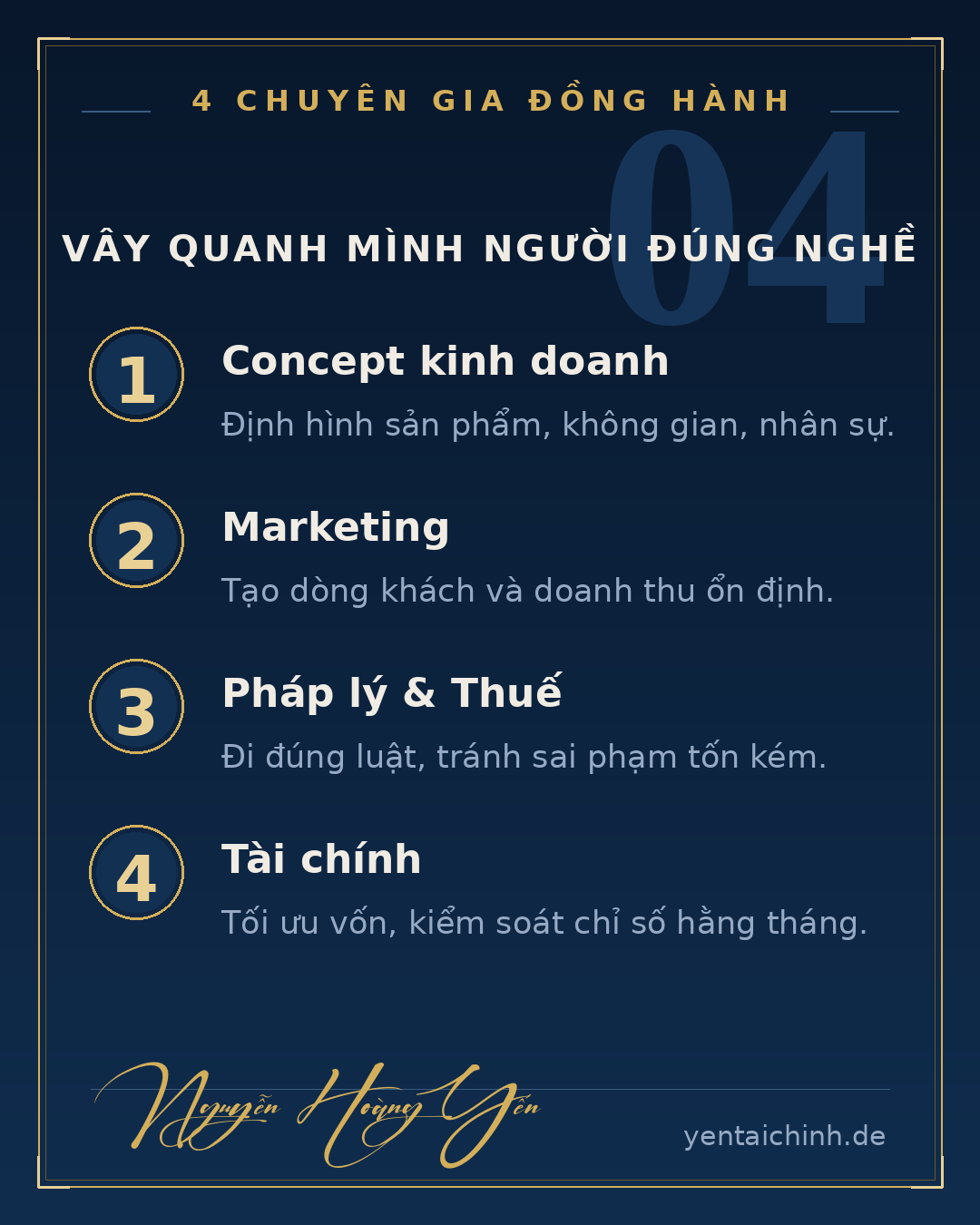 4 chuyên gia đồng hành khi khởi nghiệp tại Đức: concept, marketing, pháp lý thuế, tài chính